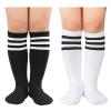Toddler Girl Socks Knee High Tube Socks Baseball Football Long Socks Sports Soccer Socks for Child Girls 2 Pack Black White Black view 1