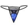 Alvivi Mens Sheer Lace T-Back Jockstrap Lingerie Underpants High Cut Thongs Satin Pouch Knickers Royal_Blue XX-Large view 3
