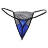 Alvivi Mens Sheer Lace T-Back Jockstrap Lingerie Underpants High Cut Thongs Satin Pouch Knickers Royal_Blue XX-Large view 4