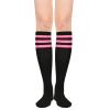 American Trends Womens Running Training Socks Outdoor Sports Compression Athletic Socks Casual Thigh High Socks 1 Pack Black Pink Stripes view 2