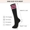 American Trends Womens Running Training Socks Outdoor Sports Compression Athletic Socks Casual Thigh High Socks 1 Pack Black Pink Stripes view 4