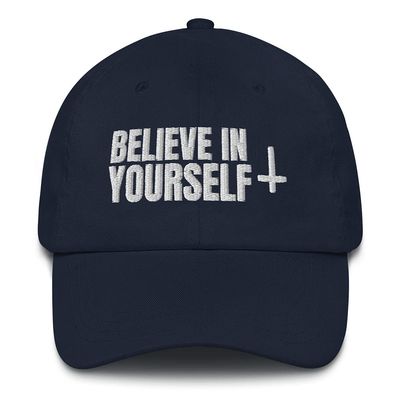 Believe in Yourself Atheist Atheism Satanist Embroidered Dad Hat Adjustable Cotton Cap Navy