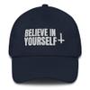 Believe in Yourself Atheist Atheism Satanist Embroidered Dad Hat Adjustable Cotton Cap Navy view 1