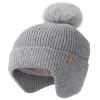 Camptrace Toddler Baby Winter Hat Warm Fleece Lined Knit Kids Hat with Earflap Infant Newborn Pom Beanie Knit Cap Girls Boys Grey view 1