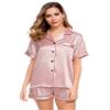 LecGee Womens Silk Satin Pajamas Set Short Sleeve Sleepwear Button Down Loungewear 2 Pcs Pjs view 2