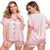 LecGee Womens Silk Satin Pajamas Set Short Sleeve Sleepwear Button Down Nightwear Soft Pj Lounge Sets view 1