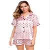 LecGee Womens Silk Satin Pajamas Set Short Sleeve Sleepwear Button Down Nightwear Soft Pj Lounge Sets view 2