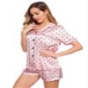 LecGee Womens Silk Satin Pajamas Set Short Sleeve Sleepwear Button Down Nightwear Soft Pj Lounge Sets view 3