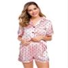 LecGee Womens Silk Satin Pajamas Set Short Sleeve Sleepwear Button Down Nightwear Soft Pj Lounge Sets view 4