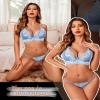 Avidlove Sexy Lace Bra and Panty Set Bralette Lingerie 2 Piece Babydoll BodysuitLight Blue XX-Large view 3