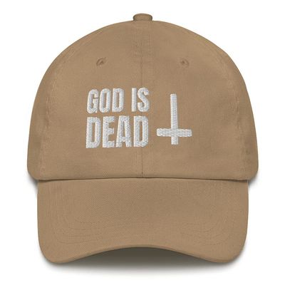 CreativeTees4You God is Dead Funny Atheist Atheism Satanic Embroidered Dad Hat Adjustable Cotton Cap Khaki
