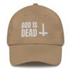CreativeTees4You God is Dead Funny Atheist Atheism Satanic Embroidered Dad Hat Adjustable Cotton Cap Khaki view 1