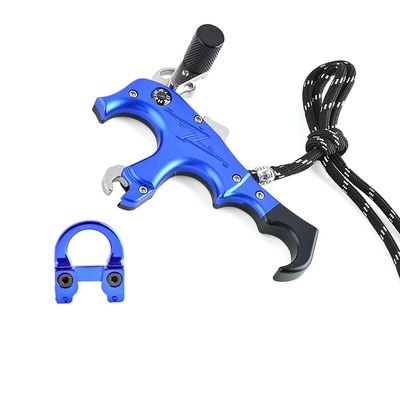 AMEYXGS Archery Compound Release Aids 3/4 Fingers Automatic Bow Release Trigger Thumb Release with Metal D Loop for Compound Bow Accessory (Blue)