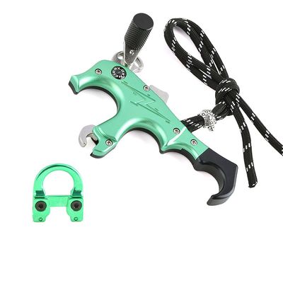 AMEYXGS Archery Compound Release Aids 3/4 Fingers Automatic Bow Release Trigger Thumb Release with Metal D Loop for Compound Bow Accessory (Green)