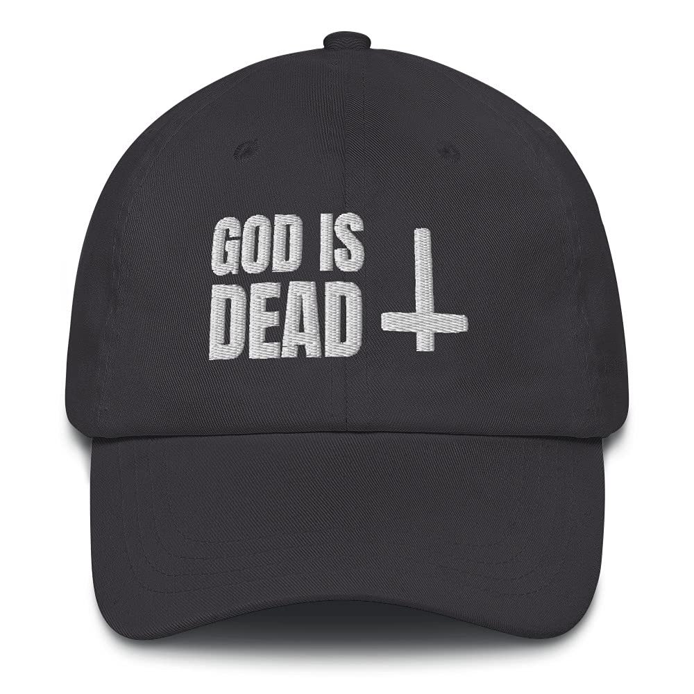 CreativeTees4You God is Dead Funny Atheist Atheism Satanic Embroidered Dad Hat Adjustable Cotton Cap Dark Grey