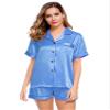 LecGee Womens Silk Satin Pajamas Set Short Sleeve Sleepwear Button Down Loungewear 2 Pcs Pjs view 2