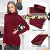 LE VONFORT Womens Mock Turtleneck Tops Long Sleeve Fleece Lined Lightweight Thermal Base Layer Dark Red XX-Large view 4
