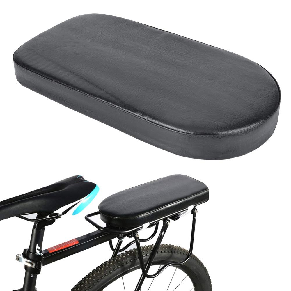 Bicycle Manned Cushion, Bicycle Rear Seat Cushion Bike Rear Seat Black PU Mountain Bike Rear Saddle, Comfortable Bike Seat for Children, Families with Kids