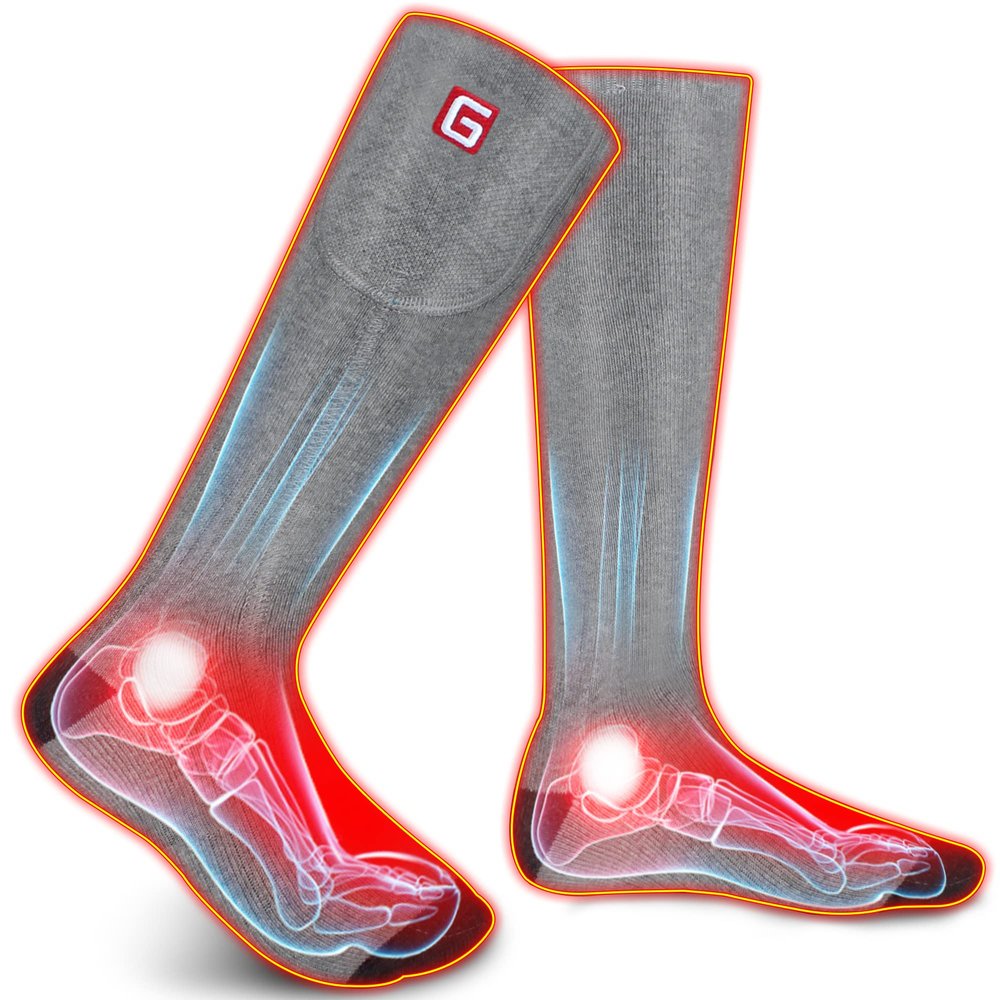 IFWATER Heated Socks for Men Women,Rechargeable Electric 3 Heating Settings Thermal Socks Kit for Chronically Cold Feet, Thermal Warming Socks for Skiing Hunting Motorcycling Snowboarding