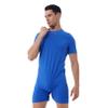 Manyakai Men's One Piece Athletic Bodysuit Button Down Leotard Shirt Gymnastic Jumpsuit Biketard Rompers Blue XX-Large view 2