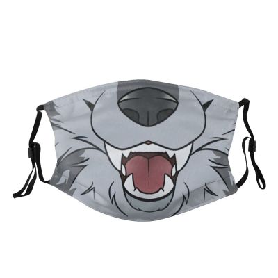 LALLRI Wolf Face Mask Wolf Teeth Masks Adjustable Reusable Breathable Mouth Masks With Filter For Men Women-S