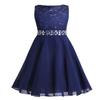 Loloda Kids Girls Sequined Rhinestone Chiffon Bridesmaid Dress Wedding Party Pageant Formal Prom Ball Gown Navy_Blue 8 Years view 1
