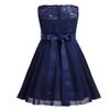 Loloda Kids Girls Sequined Rhinestone Chiffon Bridesmaid Dress Wedding Party Pageant Formal Prom Ball Gown Navy_Blue 8 Years view 2