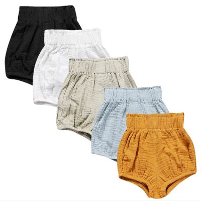 5 Pack Baby Cotton Linen Blend Bloomer Shorts Cute Stripe Dot Triangle Shorts Bloomers Loose Harem Shorts for Boy Girl (Color a,9-12 Months,9 Months,12 Months)