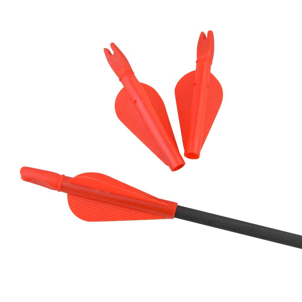 AMEYXGS Archery 12 PCS Conjoined Arrow Nocks and Arrow Fletches DIY Plastic Arrow Accessories for 8mm Arrow Shafts (Red)