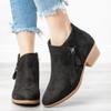 Combat Ankle Boots for Womens Flower Pattern Splicing Lace-Up Zipper Booties Square Low Heel Cute Almond Toe view 2