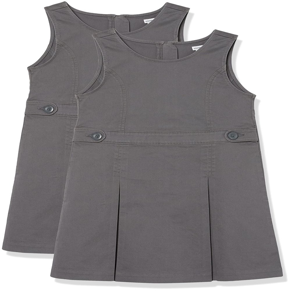 Amazon Essentials Girls' Uniform Dress, Grey, X-Large Slim