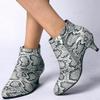 Noble Women Ankle Boots Stiletto Mid Heels Zipper Short Boots Stylish Leopard Snakeskin Pattern Pointed Toe Booties view 3