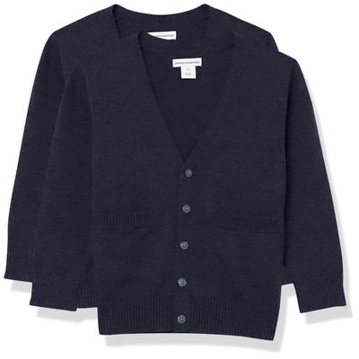 Amazon Essentials Unisex Toddlers' Uniform Cotton Cardigan Sweaters, Pack of 2, Navy, 2T