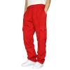DIYAGO MEN Cargo Sweatpants for Big and Tall Baggy Heavyweight Tactical Workout Trouser Casual Sport Athletic Straight Jogging Pant Open Leg Plus Size Multi Pocket Drawstring Sweatpant 6-red XX-Large view 2