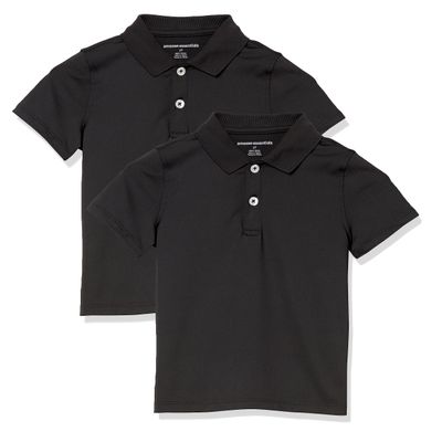 Amazon Essentials Boys' Active Performance Polo Shirts, 2-Pack Black, XX-Large