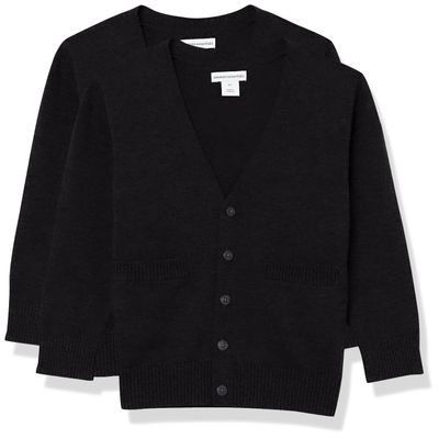Amazon Essentials Unisex Toddlers' Uniform Cotton Cardigan Sweaters, Pack of 2, Black, 2T