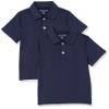 Amazon Essentials Boys' Short-Sleeve Active Performance Polo Shirts, Pack of 2, Navy, Large view 1