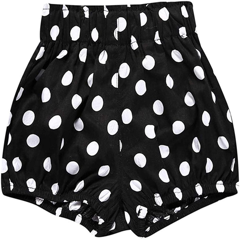 Newborn Baby 1Pack Shorts Cotton Linen Shorts Bloomer Cute Stripe Dot Plaid Triangle Shorts Bloomers Loose Harem Shorts (1pcs Black Dot,5T / 6T,5 Years,6 Years)