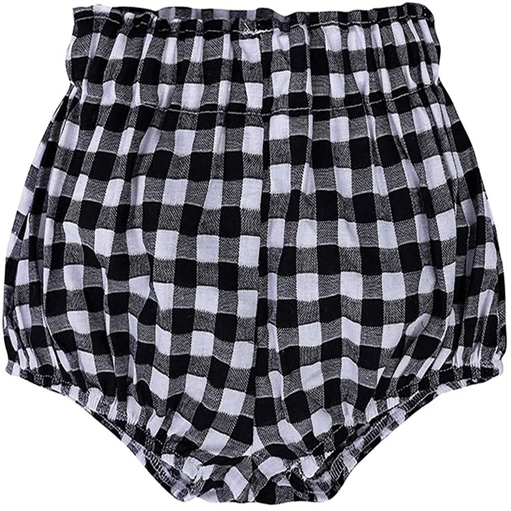 Newborn Baby 1Pack Shorts Cotton Linen Shorts Bloomer Cute Stripe Dot Plaid Triangle Shorts Bloomers Loose Harem Shorts (1pcs Plaid a,6-9 Months,6 Months,9 Months)