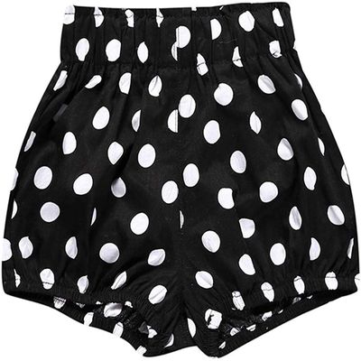 Newborn Baby 1Pack Shorts Cotton Linen Shorts Bloomer Cute Stripe Dot Plaid Triangle Shorts Bloomers Loose Harem Shorts (1pcs Black Dot,9-12 Months,9 Months,12 Months)