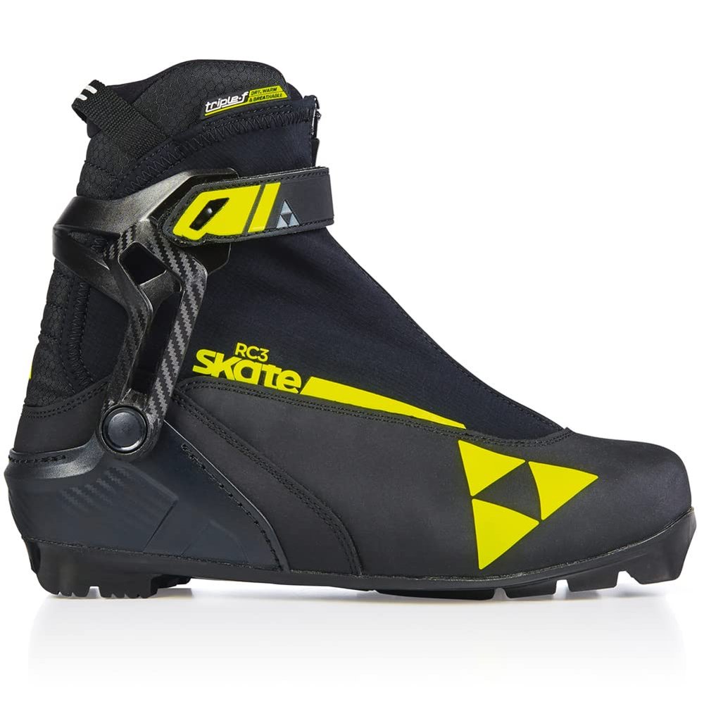 Fischer Unisex Nordic Cross-Country Performance Insulated Membrane RC3 Skate Boots, Black/Yellow, Size 46