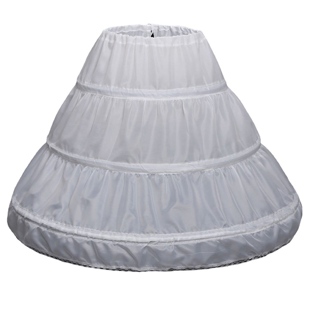 Linghe Adjustable Waist Lining Girls' 3 Hoops Lace Petticoat Full Slip Flower Girl Crinoline Skirt Children Princess Skirt (29.5inch(75cm)-3 Hoop)