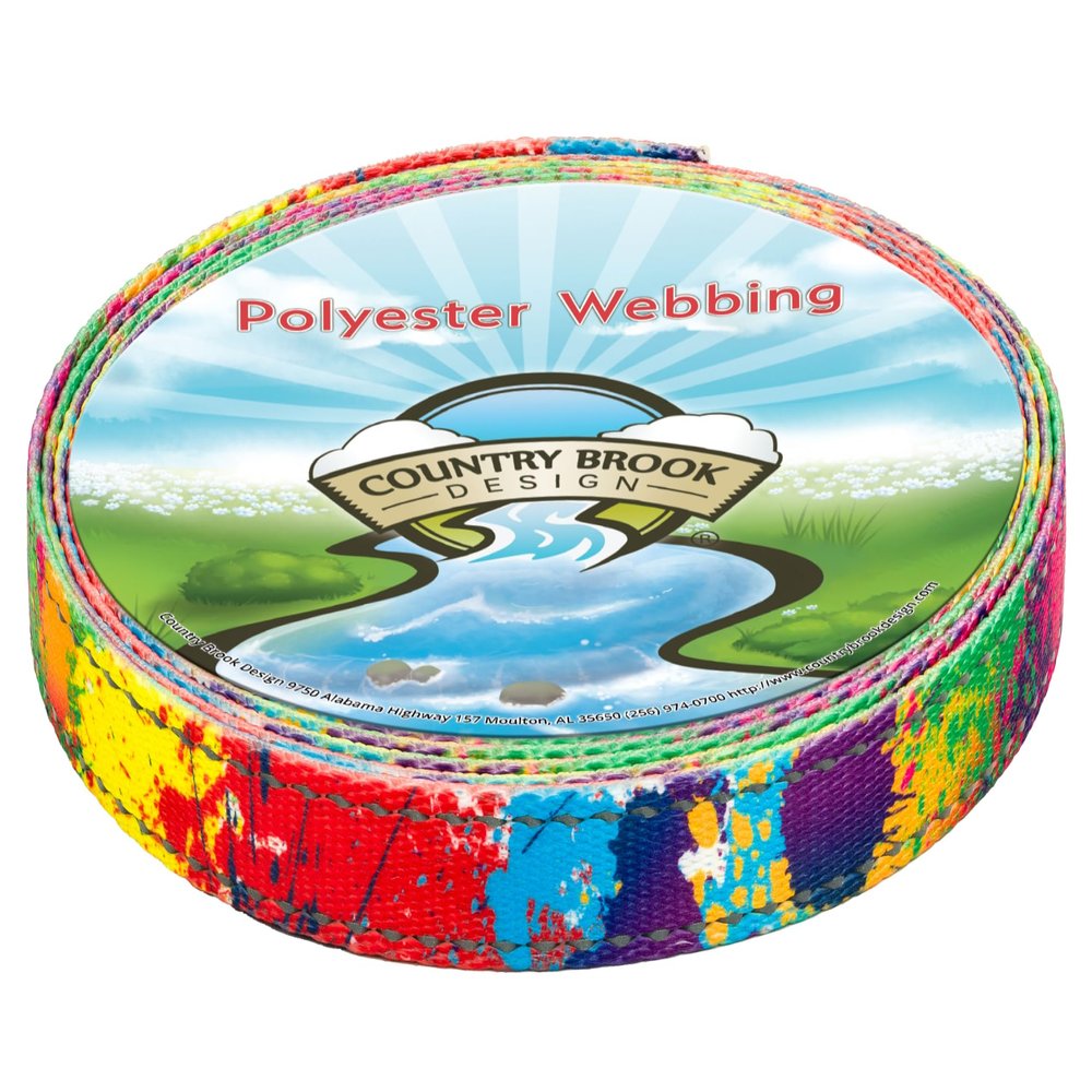 Country Brook Design - Paint Splatter Reflective Polyester Webbing (5/8 Inch, 50 Yards)