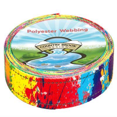 Country Brook Design - Paint Splatter Reflective Polyester Webbing (1 Inch, 20 Yards)