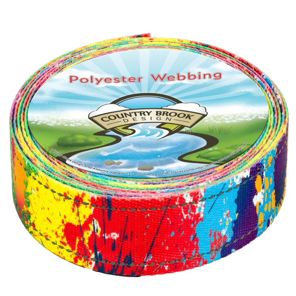 Country Brook Design - Paint Splatter Reflective Polyester Webbing (1 Inch, 20 Yards)