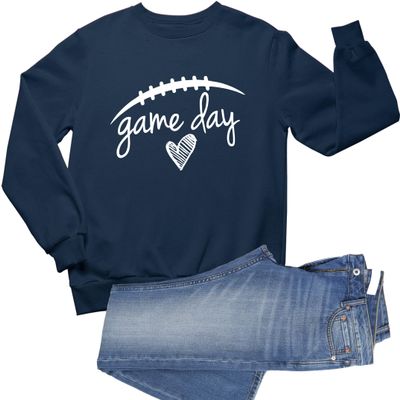 Go All Out Medium Navy Adult Game Day Football Sweatshirt Crewneck