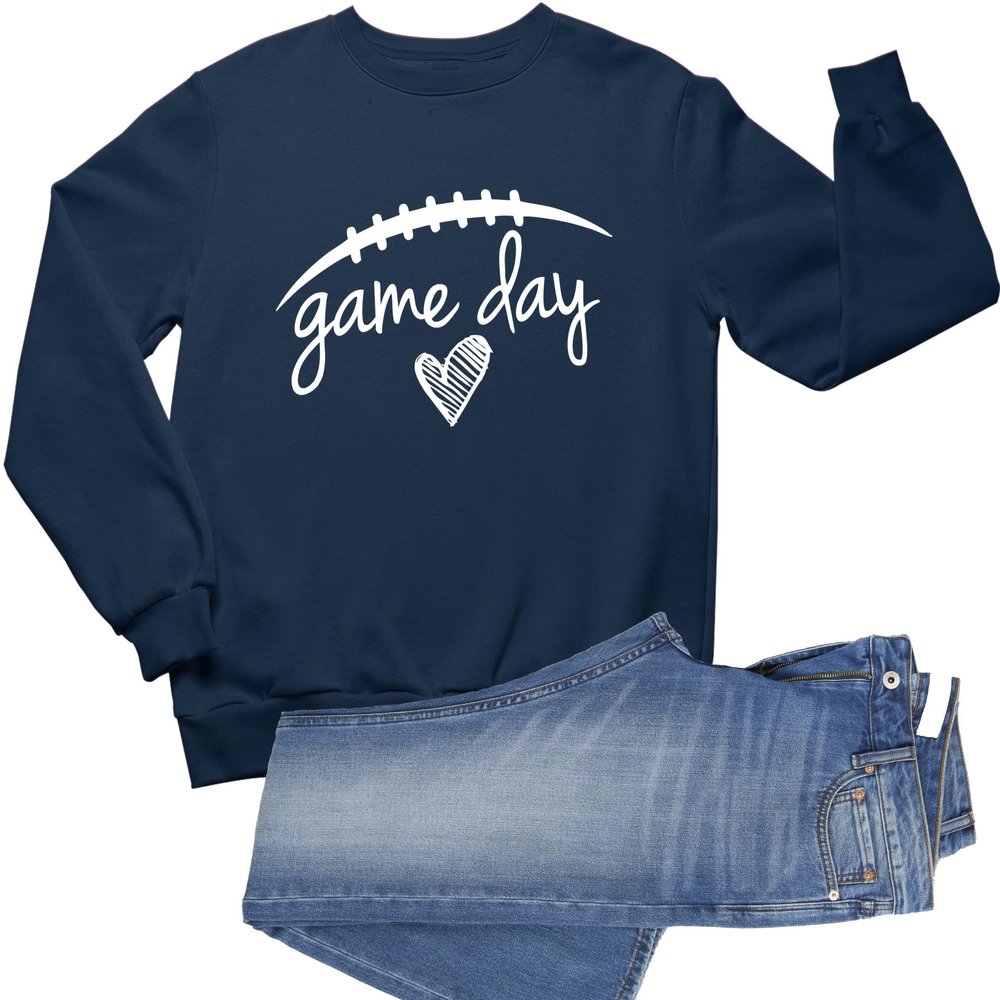 Go All Out Medium Navy Adult Game Day Football Sweatshirt Crewneck