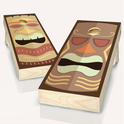 Cornhole Tiki Hut Vintage Cornhole Board Vinyl Wrap Laminated Sticker Set