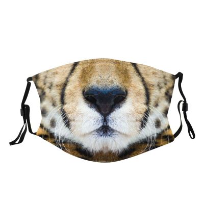 Fast Like a Cheetah Mouth Face Mask Scarf Washable Reusable Breathable With 2 Filters For Adults Men Women Kids S