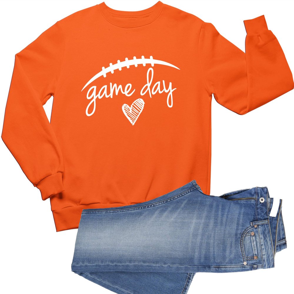 Go All Out X-Large Orange Adult Game Day Football Sweatshirt Crewneck